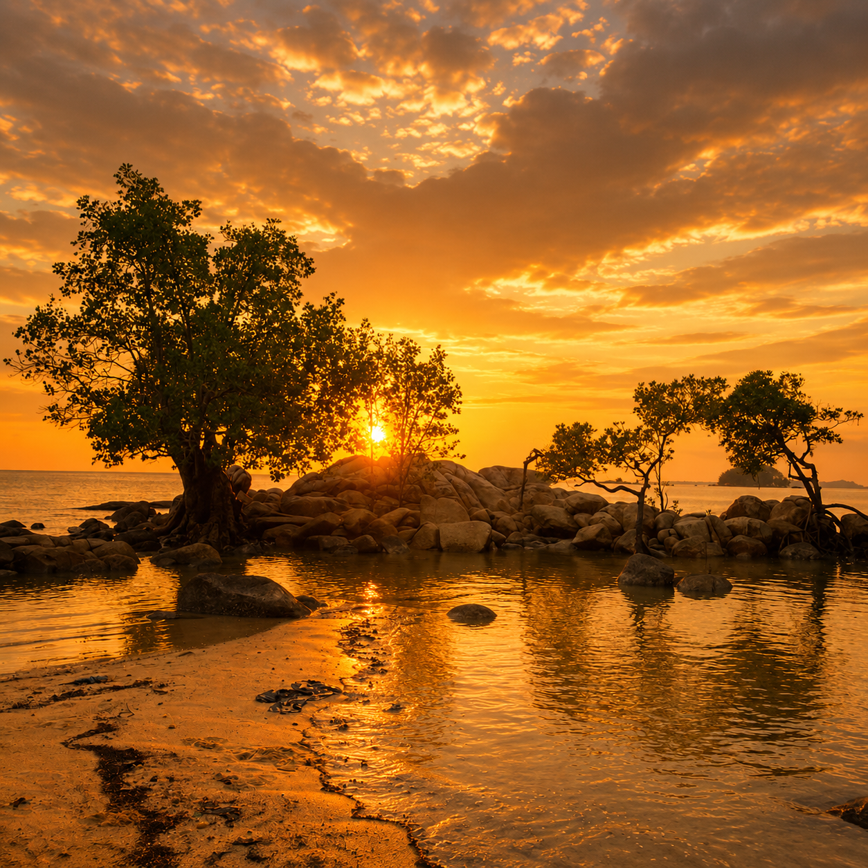 Pesona Pantai Saat Sunset